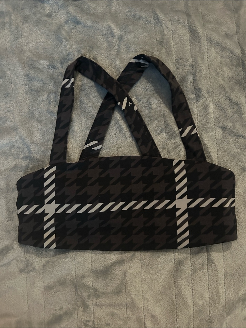 aerie Black & White Plaid Padded Sports Bra